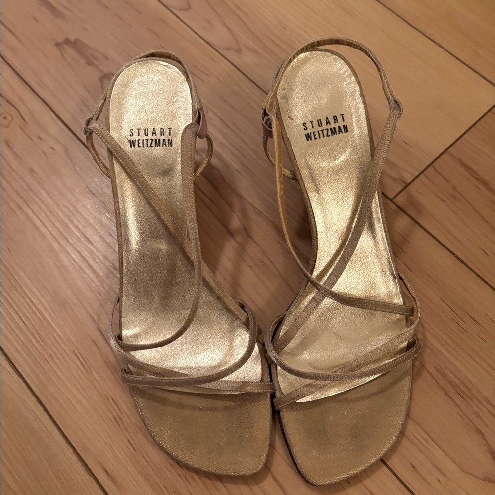 Stuart Weitzman Strappy Gold Heels
